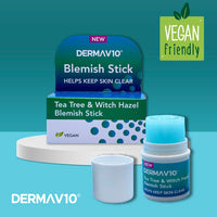 Healthpoint Derma V10 Blemish Stick, Tea Tree And Witch Hazel, For Clearer Skin, Calming And Soothing, Minimises Spots, Pimples And Blemishes, Reduces Redness, For Acne, Everyday Use, Vegan Friendly