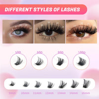 FANDIQ Individual Lashes, 280 Pcs Cluster Lashes D Curl Eyelash Extensions 8-16MM Natural Volume Eyelash Clusters DIY Lash Extension for Beginners(50D 8-16mm)