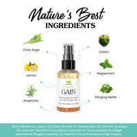 Isabella's Clearly GAIN, Hair Growth Oil and Thickening Scalp Treatment for Men and Women | Natural Herbal Serum with Castor, Clary Sage, Rosemary, Nettle Extract for Hair Loss, Alopecia, Thinning Hair