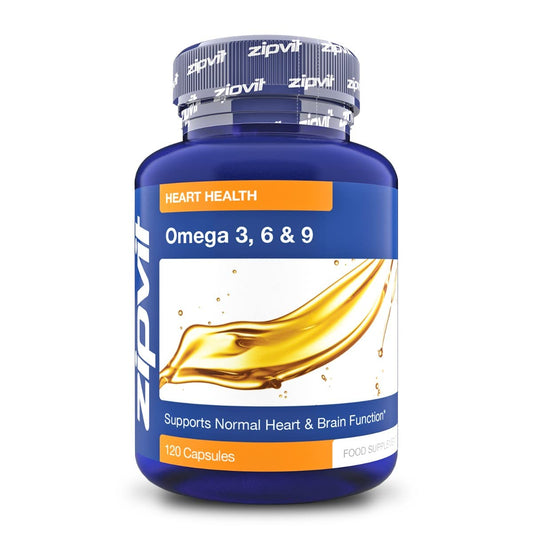 Omega 3 6 & 9 Oil 1000mg, 120 Softgels. Source of Alpha-Linolenic Acid. Supports Maintenance of Normal Blood Cholesterol. Made in UK.