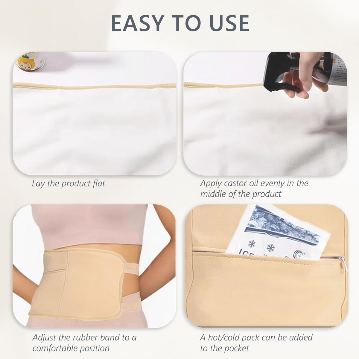 AUXHCYL Castor Oil Packs - Reusable Organic Caster Oil Wrap Kit for Liver Detox, Aid Sleep, Auxiliary Liver and Abdominal Muscles to Improve Circulation Digestion(Castor Oils Not Included)