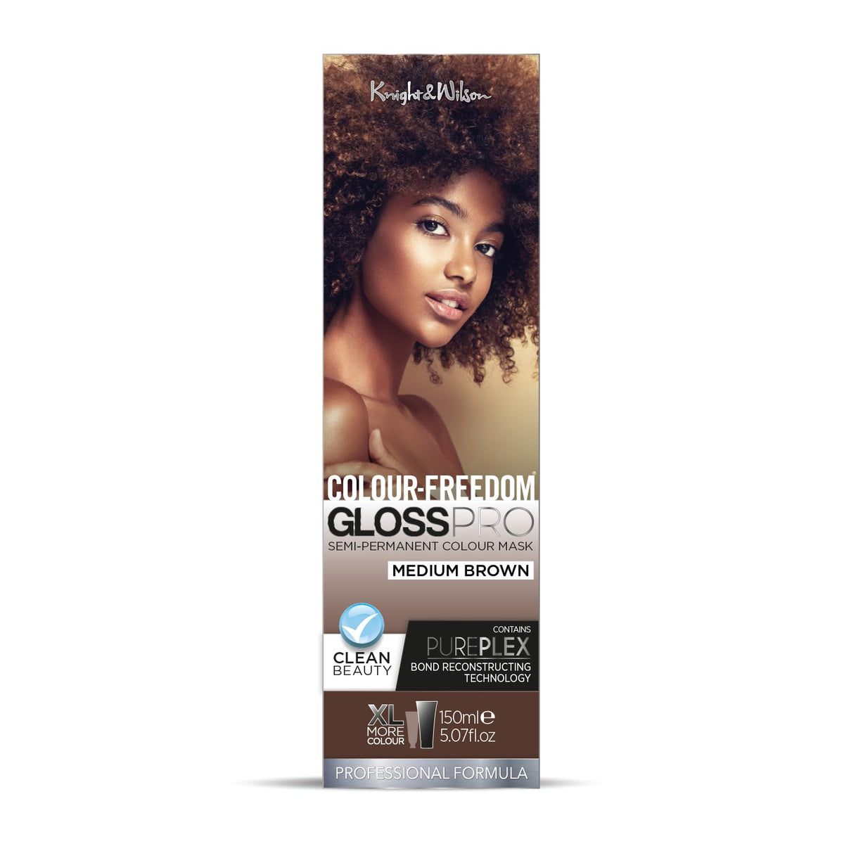 Knight & Wilson Colour-Freedom Gloss Pro 150ml Medium Brown Semi-Permanent Hair Colour. Ultra-Shine Vegan Hair Colour Mask with PurePlex | Ammonia Free Colour Lasts Up To 6-10 Washes