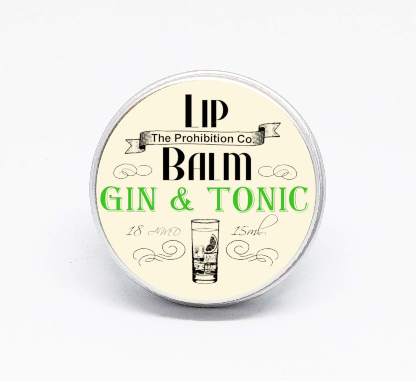 Half Ounce Cosmetics Gin & Tonic Lip Balm 15ml Tin - Organic, Moisturizing, Palm Oil Free