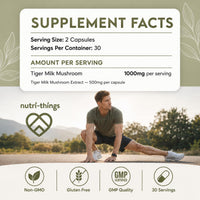 Nutri-things Tiger Milk Mushroom Capsules 1000mg - High Strength | 60 Capsules | Natural Adaptogen for Immunity & Respiratory Health | Supports Daily Wellness & Vitality | 1 Month Supply, 2 a Day