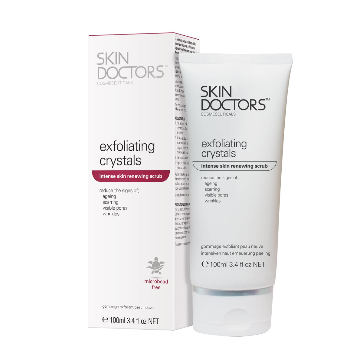 Skin Doctors SKIN DOCTORS Exfoliating Crystals Face & Body Scrub – Microbead Free Cream Exfoliator with Tea Tree Oil for Acne, Blemishes & Smooth Radiant Skin – 100ml