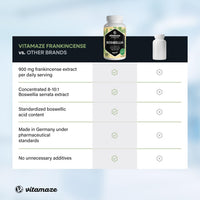 Vitamaze - amazing life Boswellia Serrata Capsules 900mg - 2 Months Supply - 85% Frankincense Boswellia Acid 100% - Joint Care Natural from India Boswellia Serrata, Made in Germany