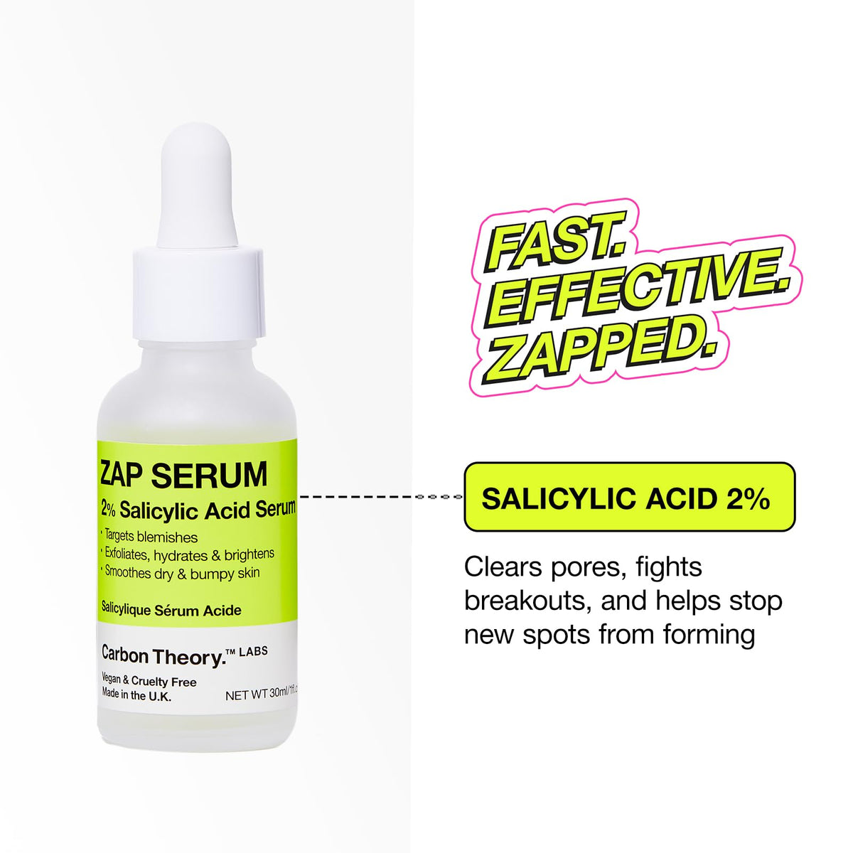 Carbon Theory Supacylic Face Serum - Salicylic Acid Serum - Targets Blemishes, Dry Skin - Acne Treatment & Blemish Treatment - Vegan Facial Exfoliator Serum - 30ml