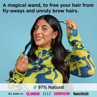 Bacchetta Flyaway Noughty 97% Natural Frizz Magic Strands Away, controlla i capelli e le sopracciglia crespi, finitura elegante e non grassa, con olio di marula e olio di cocco 12 ml