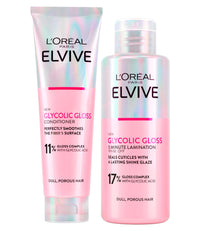 L'OREAL PARIS L'Oréal Paris Elvive Glycolic Gloss Glycolic Acid Hair Set with Conditioner 150ml + 5 Minute Lamination Treatment for Dull and Porous Hair 200ml - 2 Bottles
