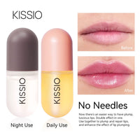 KISSIO Lip Plumper Set,Natural Lip Plumper,Lip Care, Lip Plumper Gloss,Lip Moisturizing Beautiful,Day Ues And Night Use Set,Clear, 2pcs