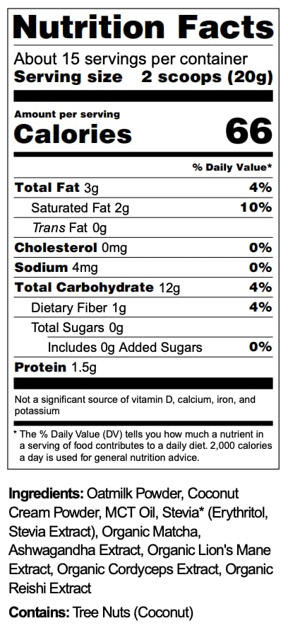 Matcha Fuel SuperLatte - Mushroom, Superfood & Adaptogenic Latte Powder | Energy, Focus & Immunity | Lion's Mane, Reishi, Cordyceps, KSM-66 Ashwagandha | Gluten Free | Vegan | 15 Servings (300g)
