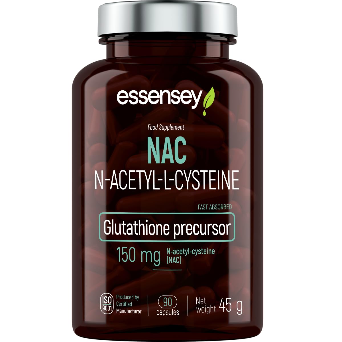 Essensey NAC N-Acetylo - Amino Acid L-Cysteine 150mg Capsules - Premium Liver Health Support with Glutathione Precursor - Natural Detox Formula - 90 Vegetarian Capsules