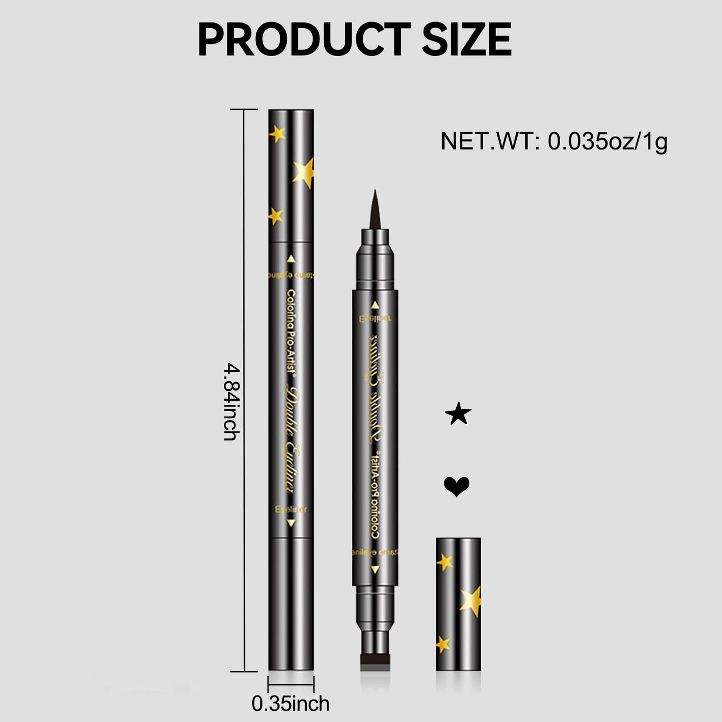 4Pcs Erinde Double-headed Liquid Eyeliner Stamp Pen Set, Eye Liners for Women, Eyeliner Pencil Black Eye Liner Stencil, Eyeliner Tattoo Tool, Eyeliner Stamp Shapes Star, Heart