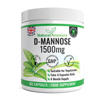 Natural Answers D-Mannose | 365 Capsules | Max Strength 1500mg per Serving - Precision DMannose - Vegetarian Capsules not Tablets or Pills, Made in The UK (365 Count (Pack of 1))