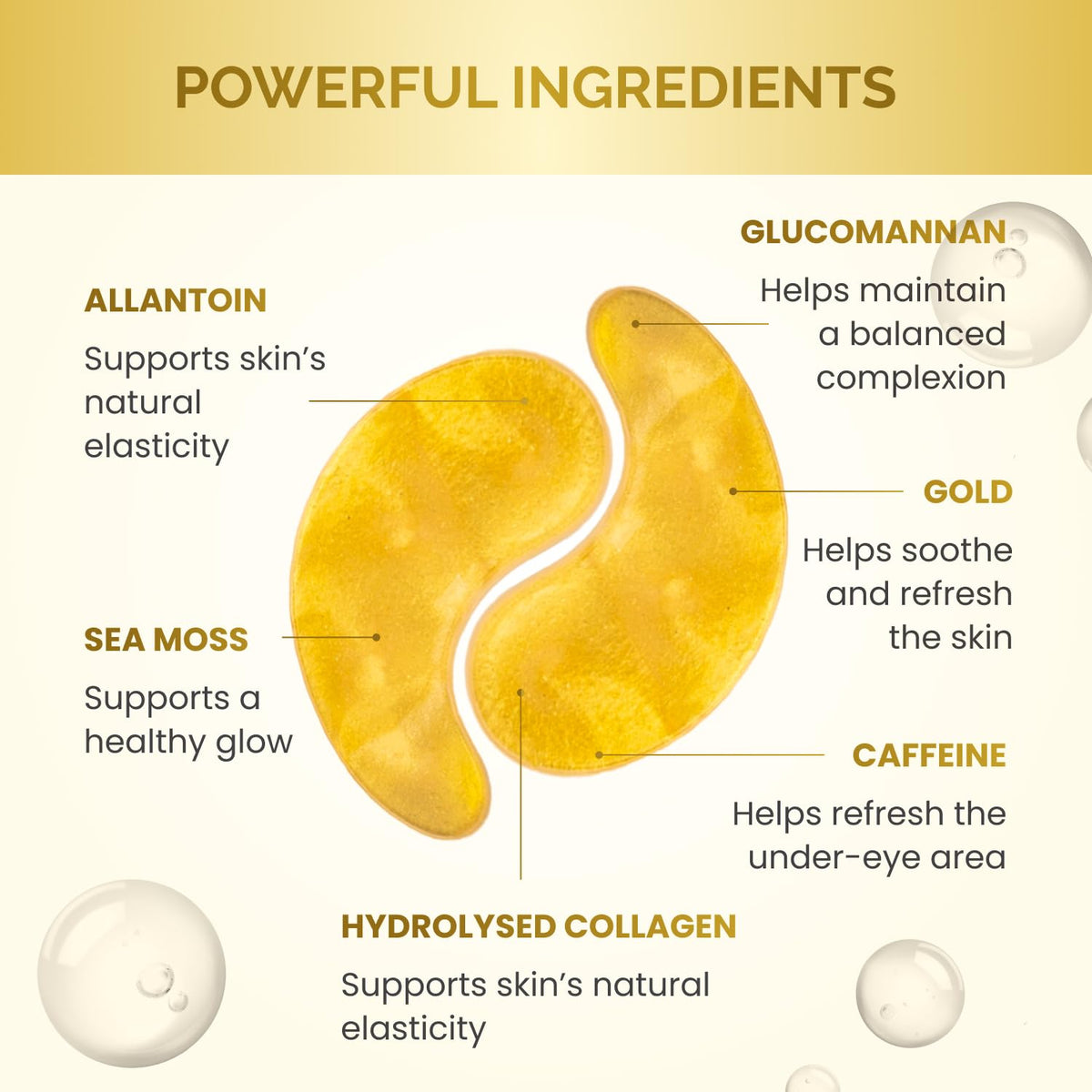 PLANTIFIQUE 24K Gold Under Eye Patches - Dermatologist Tested - 20 Pairs Collagen & Hyaluronic Acid Eye Masks for Dark Circles & Puffiness
