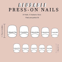 OunTechGlory French Tip False Nails Set - 24Pcs Short White Press on Nails with Glue - Glossy Full Cover Stick on Nails - DIY Nail Art Kit for Women