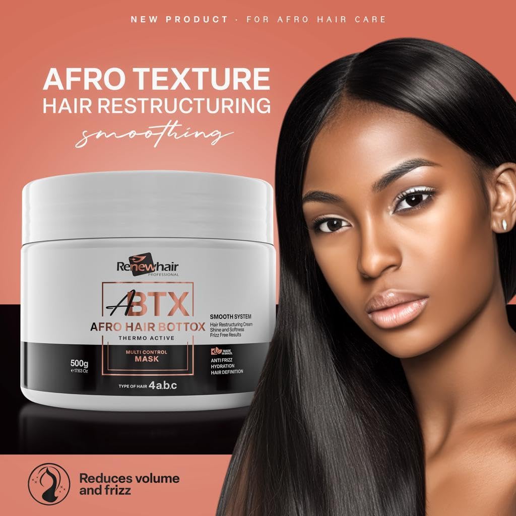 Renew Hair Professional Afro Hair Mask BTX 500g Treatment Restructuring Thermo Active, Anti Frizz, Texture release