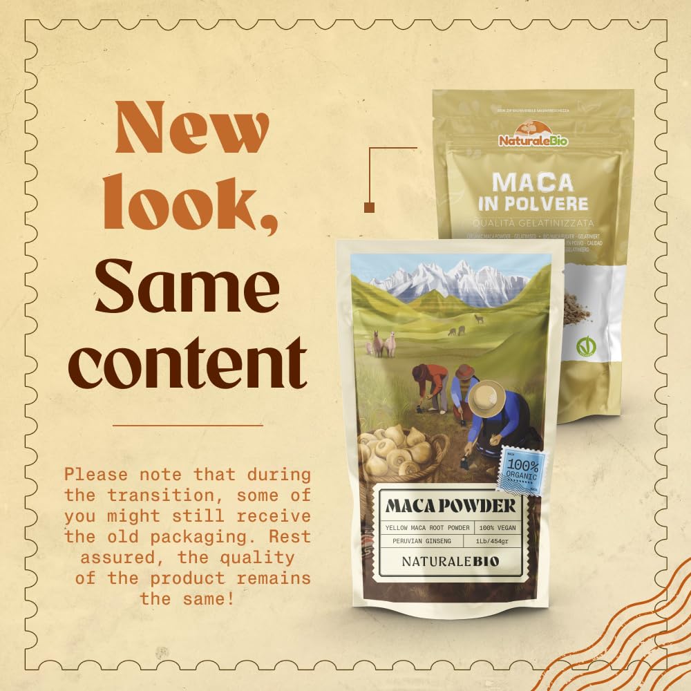 NaturaleBio Organic Maca Powder 200g. Peruvian, Natural and Pure, from Organic Maca Root. Vegetarian and Vegan Friendly - Gelatinised (Pack of 1)