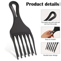 salbsever Salbsever 2-Piece Afro Hair Pick-Comb Set - Large and Small Plastic Wide-Tooth Picks for Curly Hair, Detangling, Wig and Braid Styling