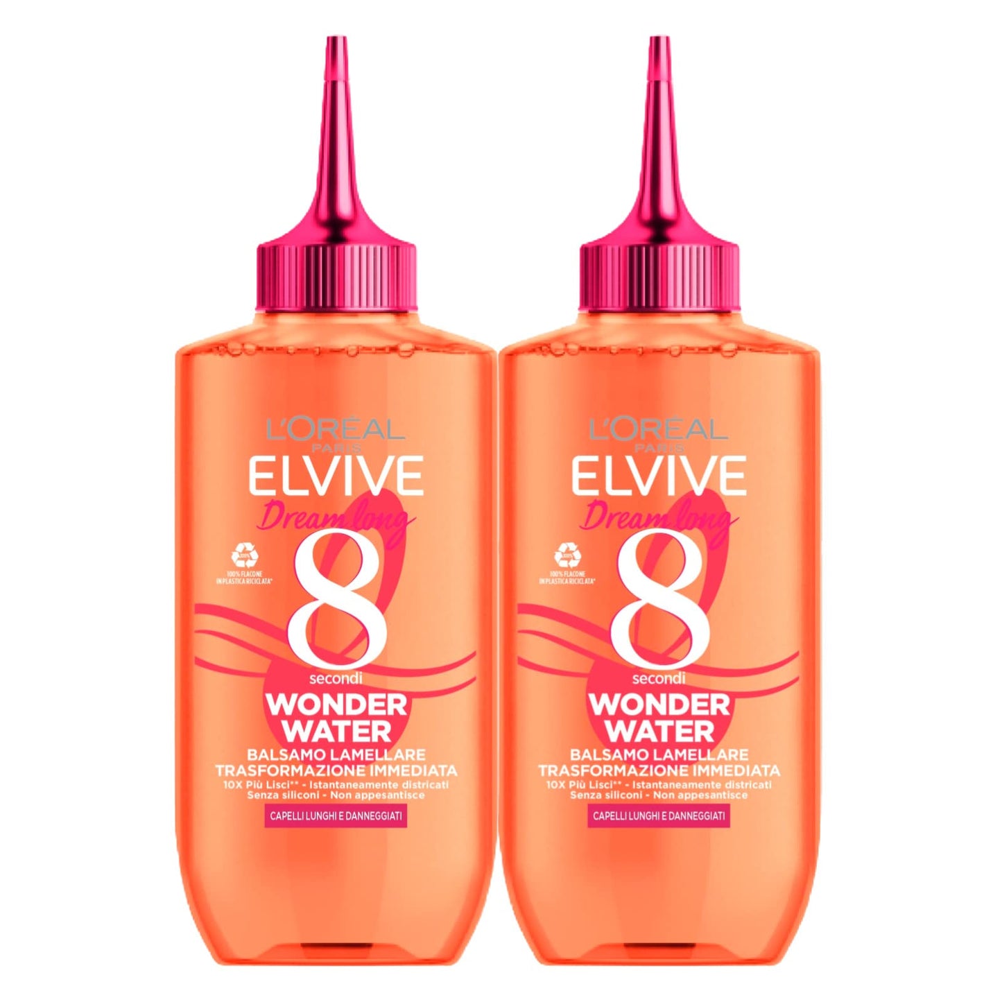 2 x L'Oréal Paris Elvive Dream Long Wonder Water Balsamo Laminated Liquid for Long and Straight Hair - 2 x 200 ml Bottles