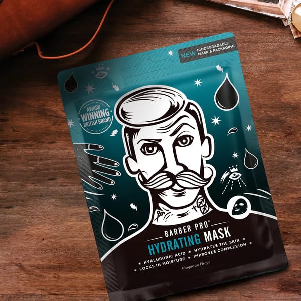 BeautyPro BARBER PRO Skin Revival Mens Pamper Kit 4-in-1 Under Eye Mask Peel Off Putty & 2 Face Masks Rejuvinate Hydrate Soothe Tired Eyes Cleanse Pores Multi Award Winning Brand