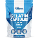 Pure Source Nutrition PSN Clear Gelatin Empty Capsules - Kosher Certified DIY Self Fill Size 00,0,1 with Unique Lock Technology - Gluten Free & Pure Bovine Gel Capsule Pharmaceutical Grade (Clear, Size: 1-2000 Capsules)