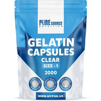 Pure Source Nutrition PSN Clear Gelatin Empty Capsules - Kosher Certified DIY Self Fill Size 00,0,1 with Unique Lock Technology - Gluten Free & Pure Bovine Gel Capsule Pharmaceutical Grade (Clear, Size: 1-2000 Capsules)