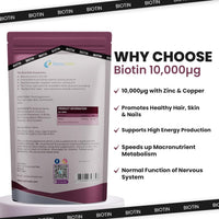 NutriVolv Biotin Hair Growth Supplement | 1 Year Supply | 10,000mcg Per Tablet | 365 Vegan Tablets | Hair Skin & Nails Vitamins for Women & Men | High Absorption D-Biotin | Hair Growth Vitamins | UK Made