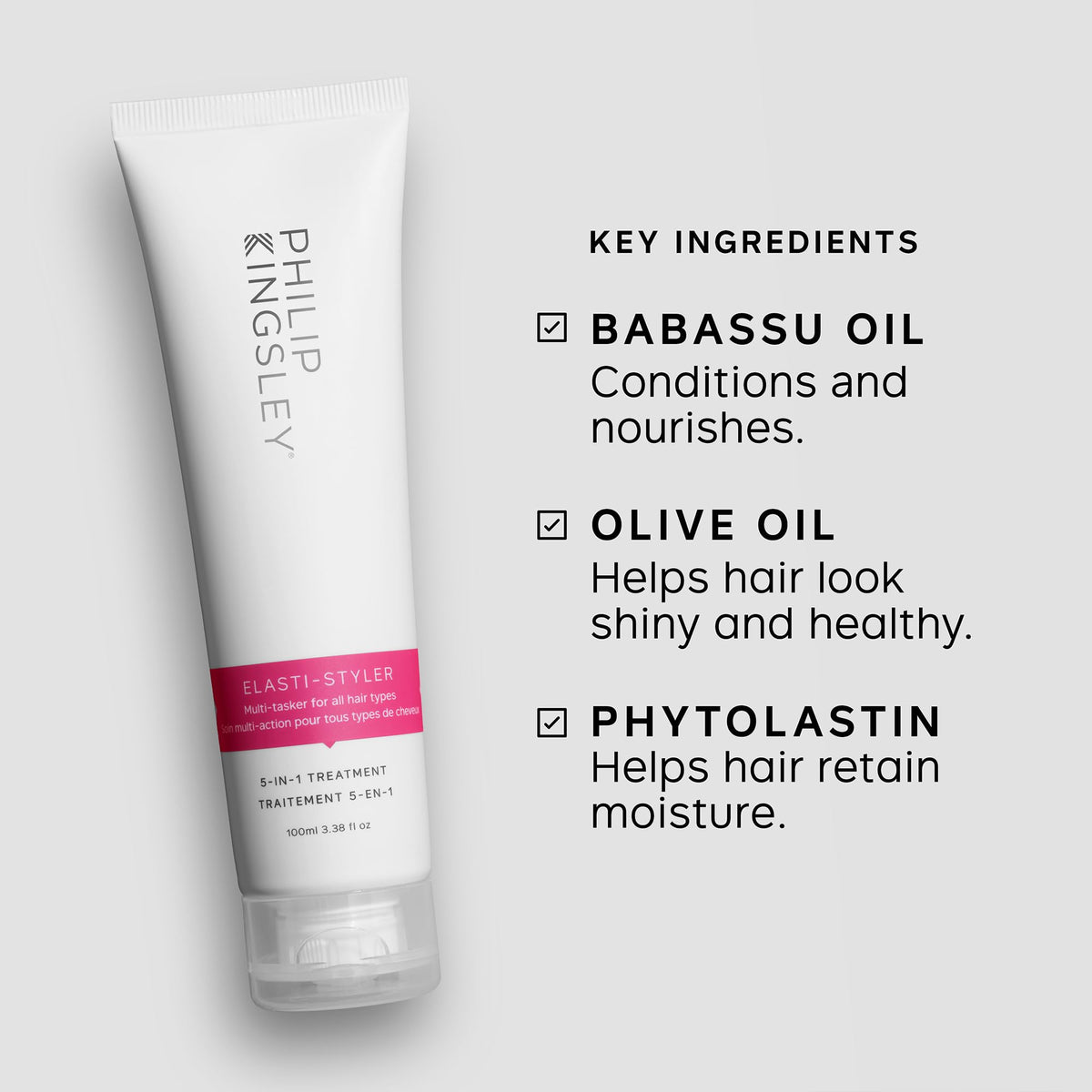 Philip Kingsley Elasti-Styler | 5-in-1 Pre-Styling Serum Treatment | Hair Styling Cream Conditioning Mask | Anti-Frizz Smoothing Primes Tames that Adds Shine | 40ml