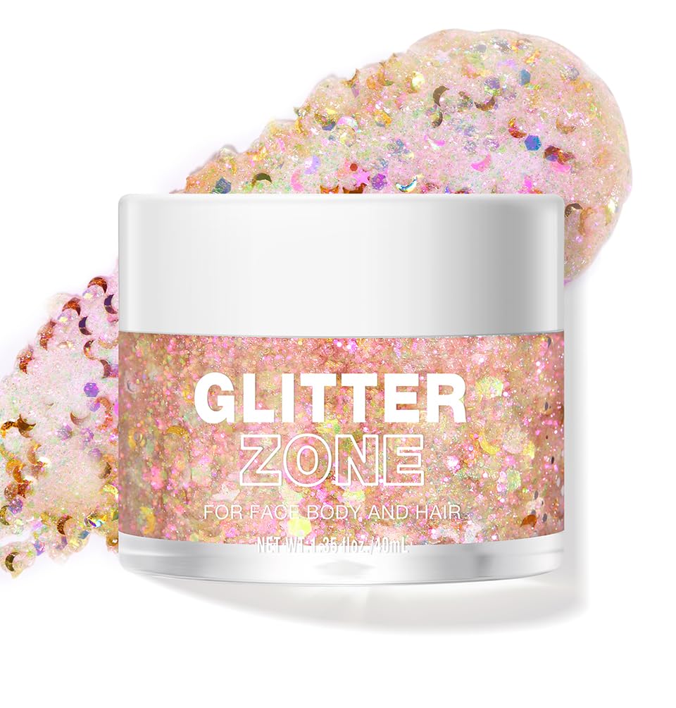 LANGMANNI Holographic Body Glitter Gel for Body, Face, Hair and Lip.Color Changing Glitter Gel Under Light. Vegan & Cruelty Free-1.35 oz (6# Dreamy Galaxy)