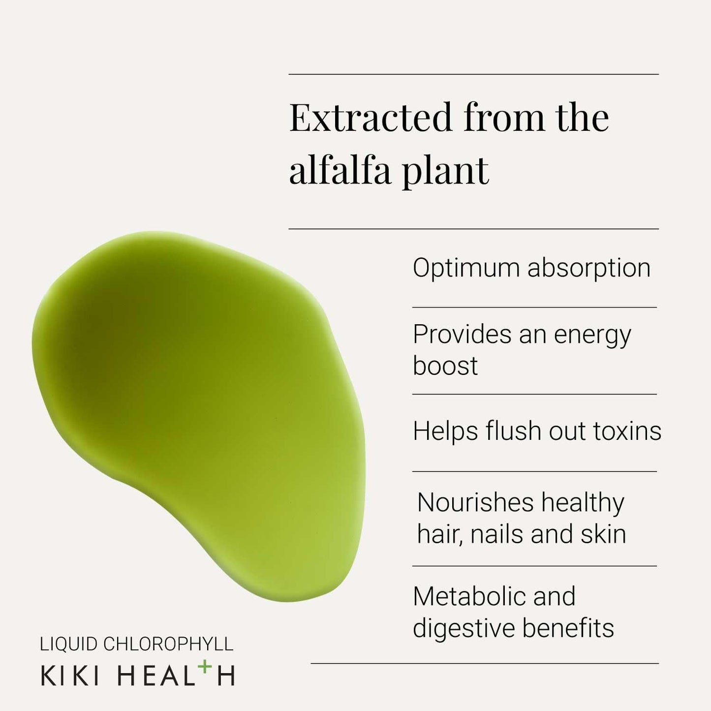 KIKI HEALTH KIKI Health - Liquid Chlorophyll, Extracted from Alfalfa - 100mg Chlorophyll Extract Per Serving - Natural Internal Deodoriser - 100% Natural Ingredients - Vegan Friendly - 250ml