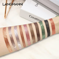 HQDA 10 Colors Liquid Eyeshadow Shimmer Glitter Metallic Eyeshadow Smokey Eye Looks Waterproof Long Lasting Quick Drying Eye Shadow Make up Kits (10 Colors)
