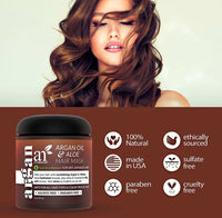 Artnaturals ArtNaturals Argan Hair Mask – (8 Fl Oz / 236ml) – Deep Conditioner Treatment - Organic Jojoba Oil, Aloe Vera, Keratin - Repair Dry, Damaged, Color Treated, Natural Hair Growth - Sulfate Free
