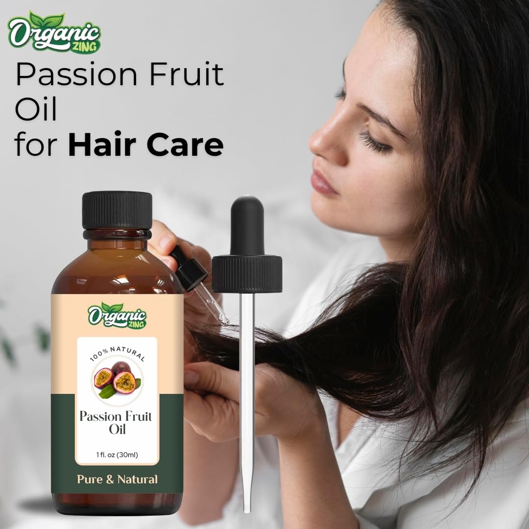 ORGANIC ZING Organic Zing Passion Fruit (Passiflora Edulis) Oil | Pure & Natural Carrier Oil for Aroma, Diffusers, Skincare & Hair Care- 30ml/1.01fl oz