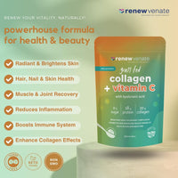 RenewVenate Grassfed Collagen with Vitamin C and Hyaluronic Acid – Premium Hydrolyzed Peptides for Radiant Skin, Hair, Nails & Joint Health – Non-GMO, Gluten-Free, Keto-Friendly 400g