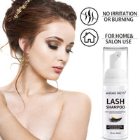 Mererke_Pretty Eyelash Extension Shampoo 60 ml + Brush - Eyelid Foaming Cleanser - Sensitive Paraben & Sulfate Free - Eyelash Wash and Lash Bath for Extensions - Salon Use and Home Care