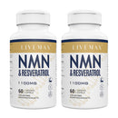 LIIVEMAX NAD+ & Trans-Resveratrol Complex 1100mg | Anti-Aging Antioxidant Supplement | Enhanced with Black Pepper Extract for Superior Absorption (120 Capsules)