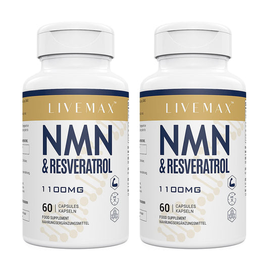 LIIVEMAX NAD+ & Trans-Resveratrol Complex 1100mg | Anti-Aging Antioxidant Supplement | Enhanced with Black Pepper Extract for Superior Absorption (120 Capsules)