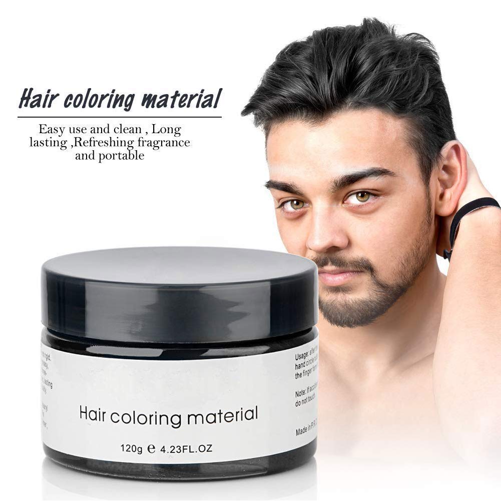 TEEROVA Hair Color Wax, Instant Hair Dye Wax Temporary Hairstyle Cream Mud 4.23 oz Hair Pomades Natural Hairstyle Wax for Men and Women (Black)