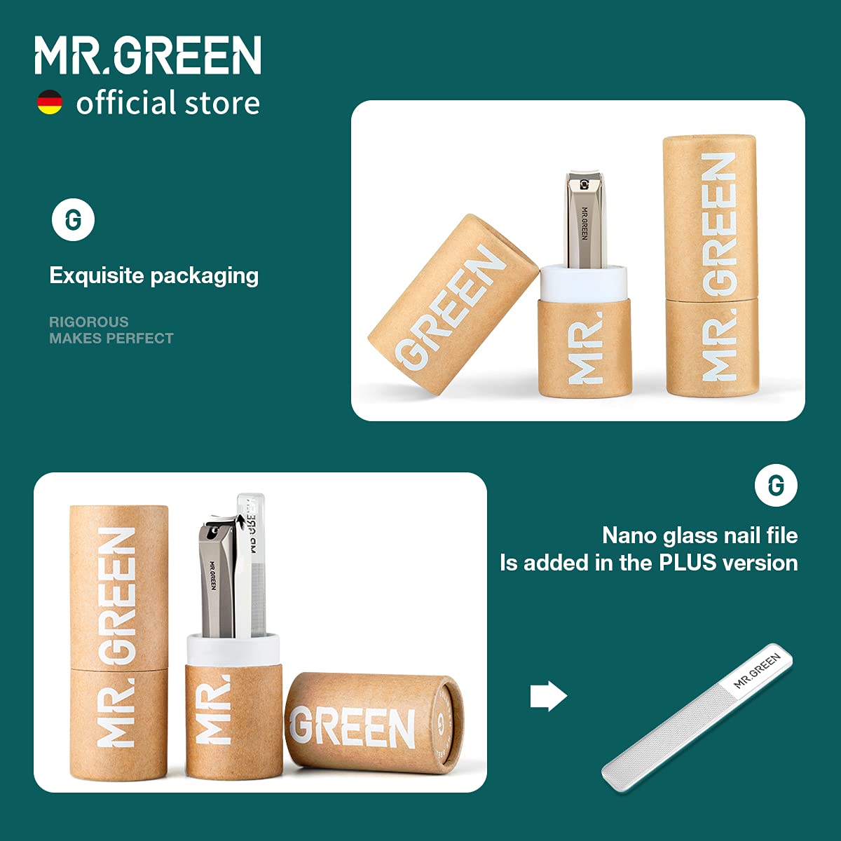 MR.GREEN Nail Clippers Anti Splash Fingernail Cutter Stainless Steel Manicure Tools Nail Scissors Detachable Design Nail Trimmer (Medium+Glass File)