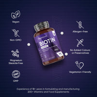 Biotin Hair Growth Supplement 12000mcg - 365 Vegan Biotin Tablets (1 Year Supply) - Hair Skin & Nails Vitamins for Women & Men - High Absorption D-Biotin - Hair Growth Vitamins (Not Biotin Gummies)