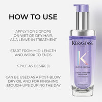 KERASTASE Kérastase Blond Absolu, Intense Blonde Strengthening Hair Oil, For Sensitised Lightened or Highlighted Hair, With Hyaluronic Acid & Edelweiss Flower, Huile Cicaextreme, Refill Capsule 75ml
