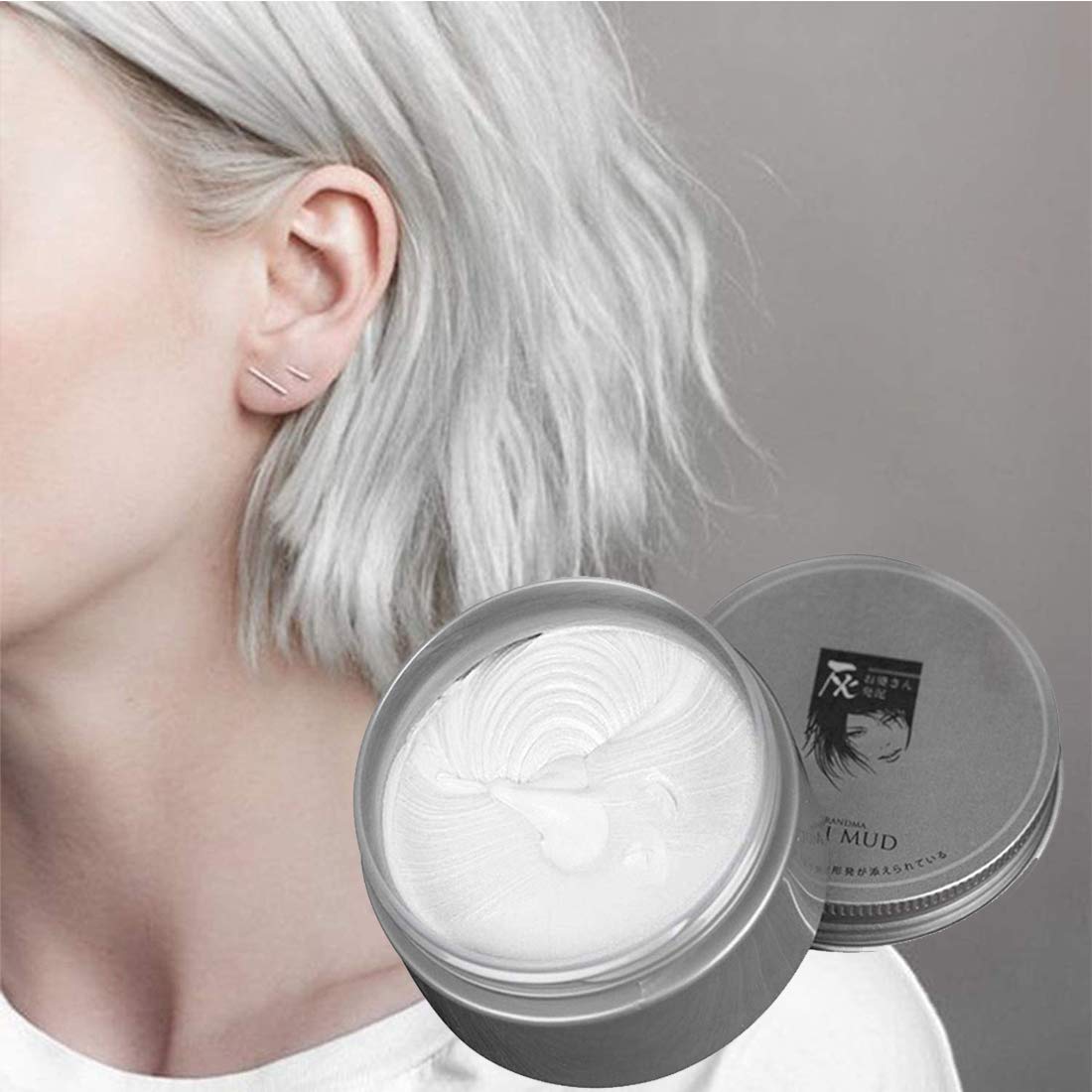 HTRUIYATY Temporary Hair Color Wax Hair Paint Wax for Natural Hair Washes Out in 1 Wash Session Apply to Party Cosplay Halloween-White