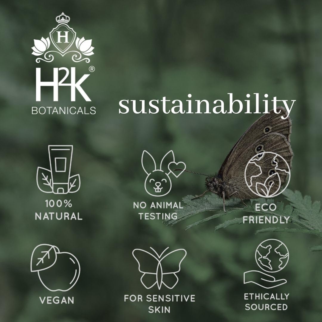 H2K Botanicals Energising, Warm Amber, Black Pepper & Vanilla Body Wash (250ml) for Sensitive Skin