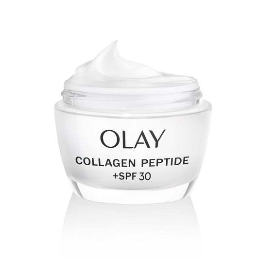 Olay Collagen Peptide 24 Moisturiser 50ml, Face Cream with SPF 30 Protection + Collagen Peptide & Vitamin B3, Instantly Hydrates for 24H
