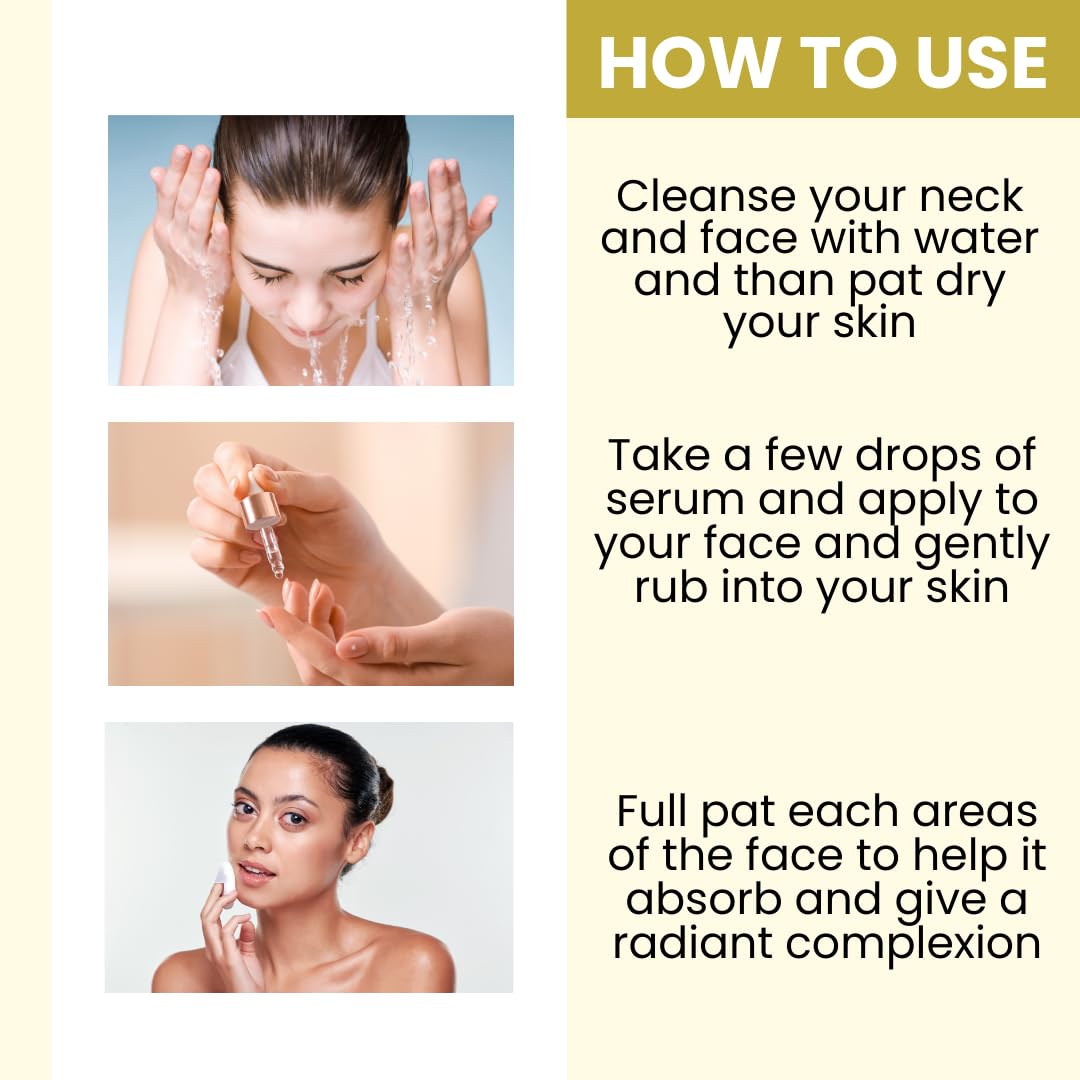 Ammuri 24K Gold Serum Anti-Ageing Anti-Wrinkle Formula Collagen Moisturizing Skin Care Face Serum - Targets Pigmentation, Uneven Skin Tone, and Dark Circles - 30ml
