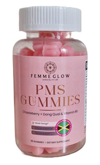 FEMME GLOW Femme Glow PMS Gummies with Chasteberry, Dong Quai and Vitamin B6, 30 Day Supply, 60 Gummies