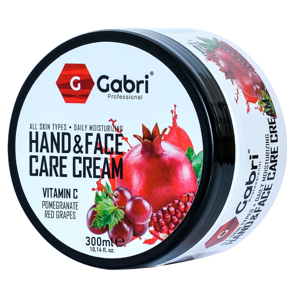 G Gabri Gabri Professional Hand & Face Care Cream - Pomegranate and Red Grape (300ml) Daily Moisturising for All Skin Types