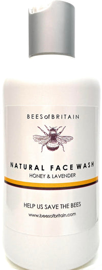 BEES of BRITAIN - 99% Natural - Face Wash - Honey, Lavender No Sulfates/Parabens. pH 5.5, Sensitive Skin. We Donate 5% of our Profit to Save Bees + Pollinators. 250ml