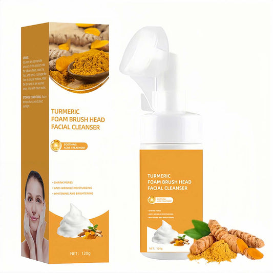 Yongst Turmeric Face Wash With Exfoliating Brush Deep Cleansing Foaming Cleanser For Firming Skin Take Away Excess Keratin, Unclogs Pores, And Brightens Complexion
